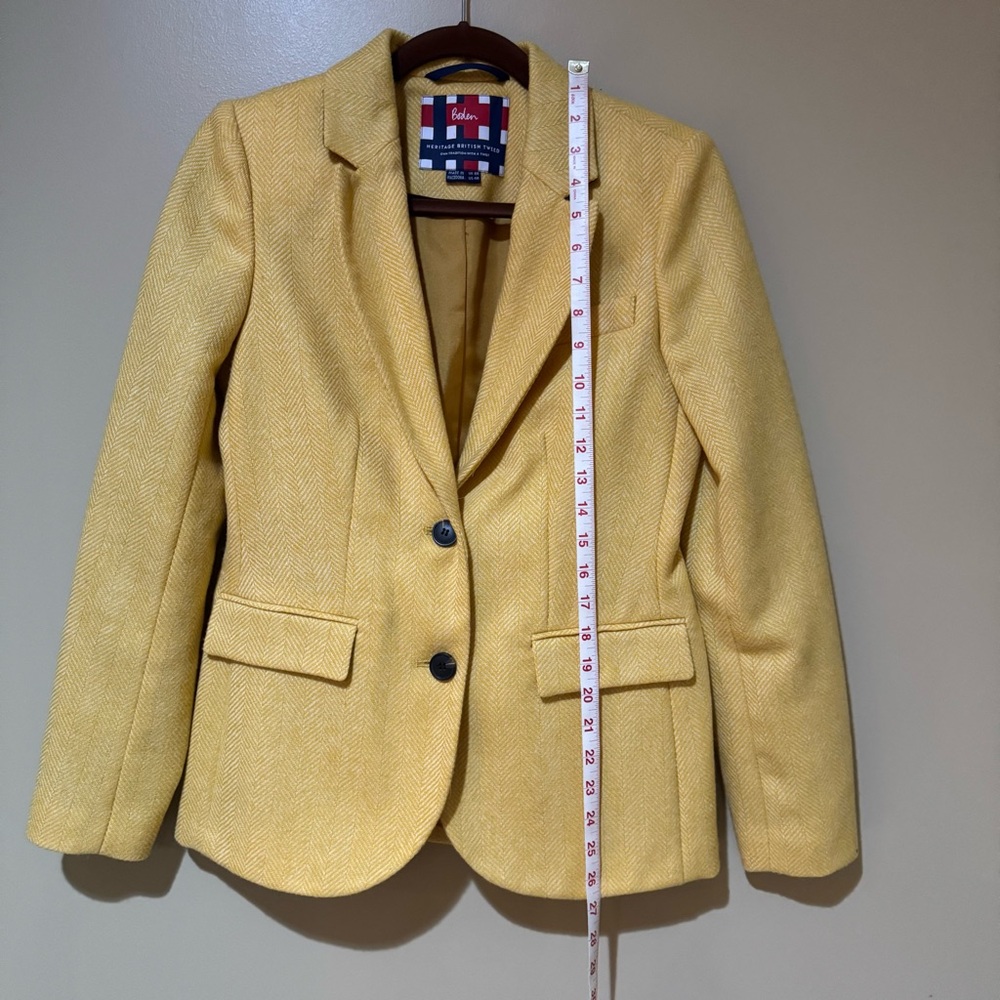 Boden Yellow Herringbone Women's Blazer Jacket - Picture 11 of 11